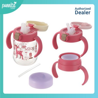 Richell Step up baby Cup Set R-Pink  ถ้วยน้ำพร้อมหลอดดูด มาพร้อมกับหัวเปลี่ยน
